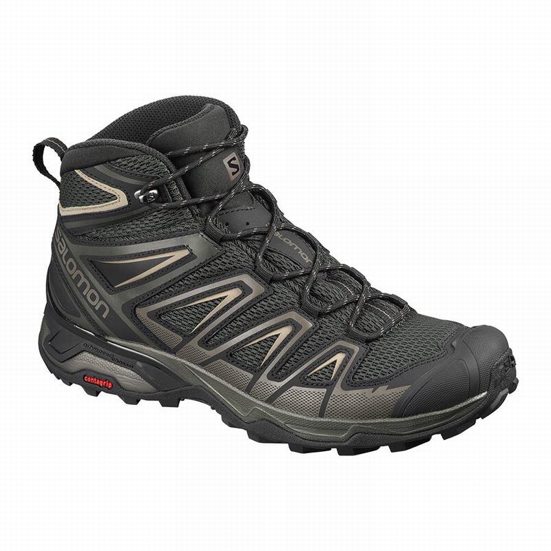 Botas De Montaña Salomon Hombre Verde Oliva / Negras - Salomon Argentina X ULTRA MID 3 AERO ,207835-